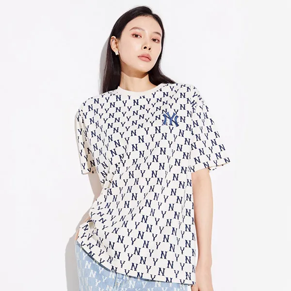 Áo Thun MLB Basic Monogram Allover Short Sleeve T-Shirt New York Yankees 3ATSM1023-50CRS Màu Trắng Kem Size XS - Thời trang - Vua Hàng Hiệu