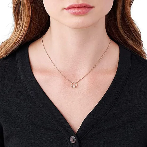 Dây Chuyền Emporio Armani Rose Gold Tone Sterling Silver, Crystals, Pearl Necklace Màu Vàng Hồng
