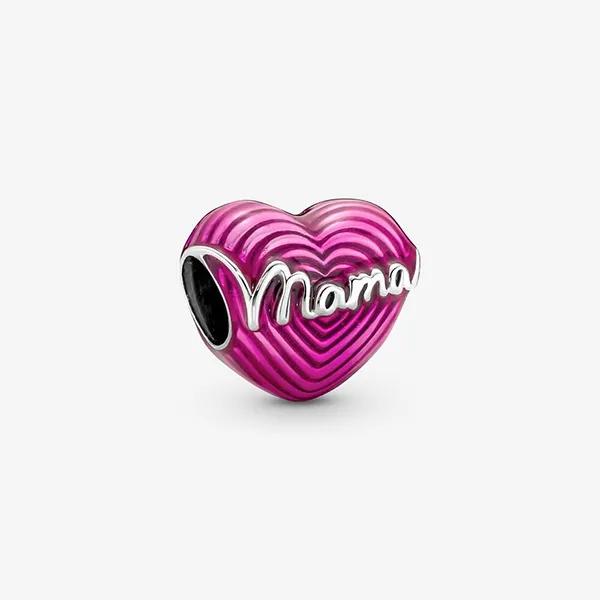 Hạt Vòng Charm Pandora Radiating Love Mama Heart Màu Hồng Đậm