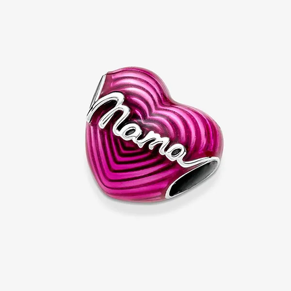 Hạt Vòng Charm Pandora Radiating Love Mama Heart Màu Hồng Đậm