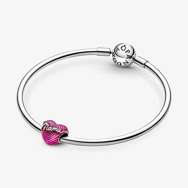 Hạt Vòng Charm Pandora Radiating Love Mama Heart Màu Hồng Đậm