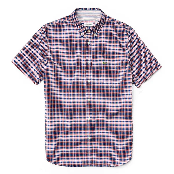 Áo Sơ Mi Lacoste CH6945L-WY Caro Oxford Màu Xanh Đỏ