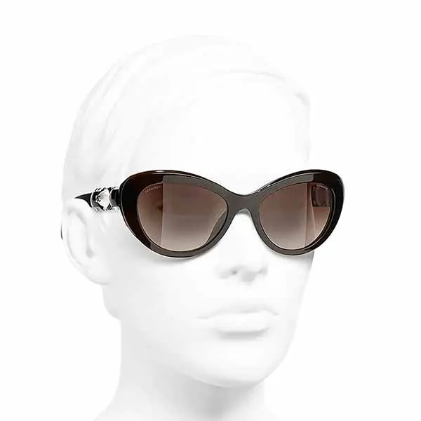 Kính Mát Nữ Chanel Cat Eye Sunglasses 5443H 1674 / S5 54 Màu Nâu