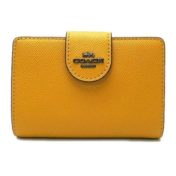 Ví Nữ Coach Medium Corner Zip Wallet 6390QBRM1 Màu Vàng - 1