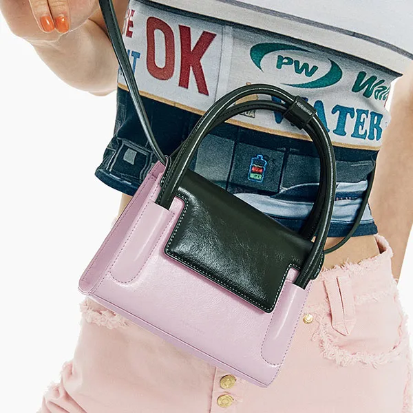 Túi Xách Tay Find Kapoor Marty Bag 18 Crinkled Purple Green Màu Xanh Tím