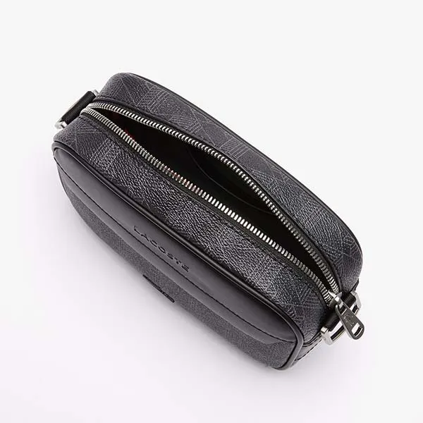 Túi Đeo Chéo Lacoste Men’s The Blend Small Monogram Canvas NH3650 LX H45 Crossbody Bag Màu Đen - Túi xách - Vua Hàng Hiệu