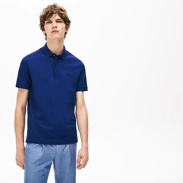Áo Polo Lacoste Men's Paris Polo Shirt Regular Fit Stretch Cotton Piqué PH5522 Màu Xanh Dương Size M - Thời trang - Vua Hàng Hiệu