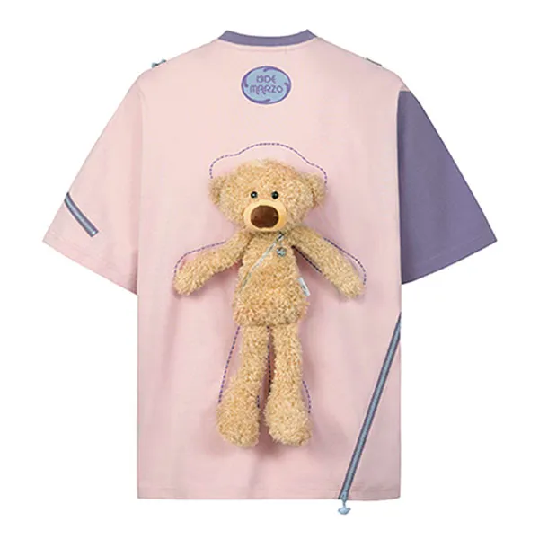 Áo Phông 13 De Marzo Palda Bear Zipper T-Shirt DMZ454 TS038 Màu Hồng