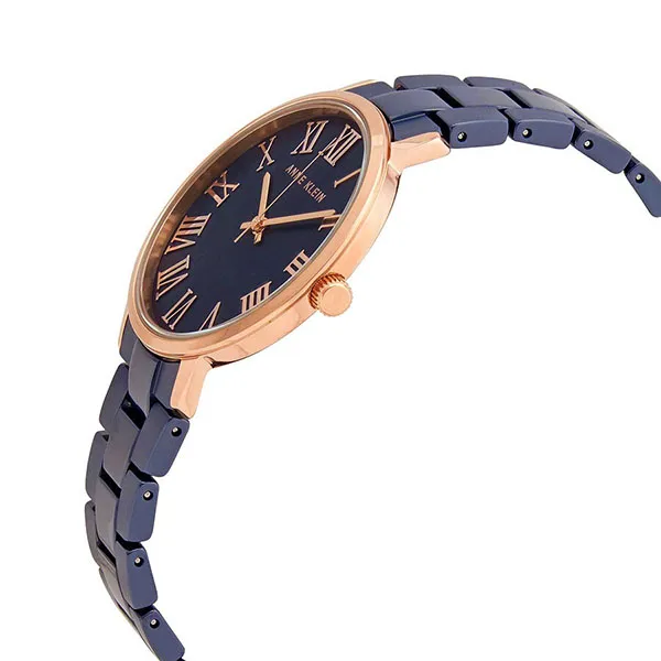 Đồng Hồ Nữ Anne Klein Quartz Navy Dial Navy Ceramic Ladies Watch 3718NVRG Màu Vàng Xanh