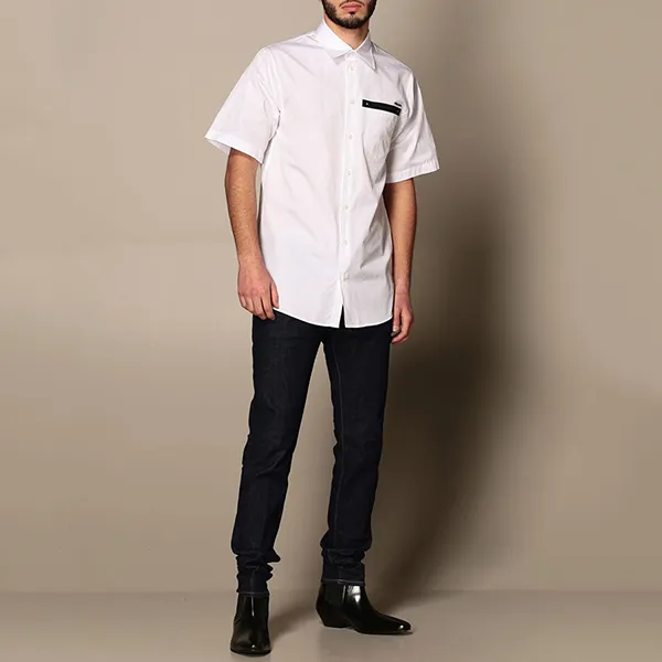 Áo Sơ Mi Cộc Tay Dsquared2 Poplin Short Sleeve Rubber Slash Shirt S74DM0475 S36275 Màu Trắng