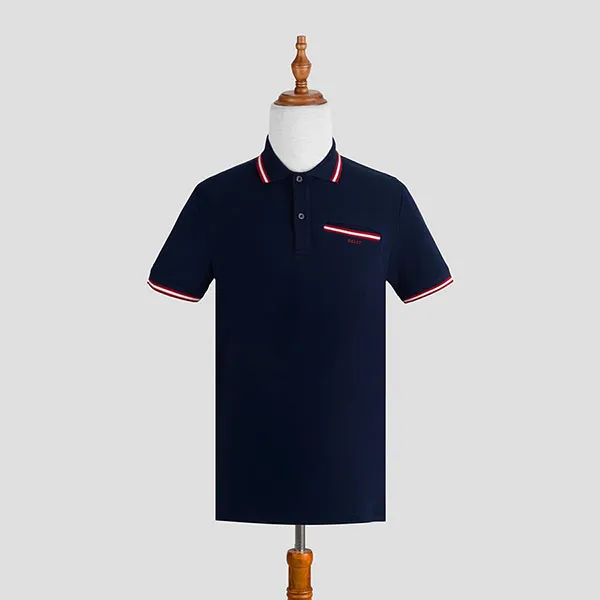 Áo Polo Nam Bally 603842-50-2658 Màu Xanh Navy Túi Ngực Viền Đỏ Size S - Thời trang - Vua Hàng Hiệu