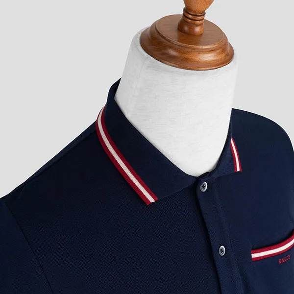 Áo Polo Nam Bally 603842-50-2658 Màu Xanh Navy Túi Ngực Viền Đỏ Size S - Thời trang - Vua Hàng Hiệu