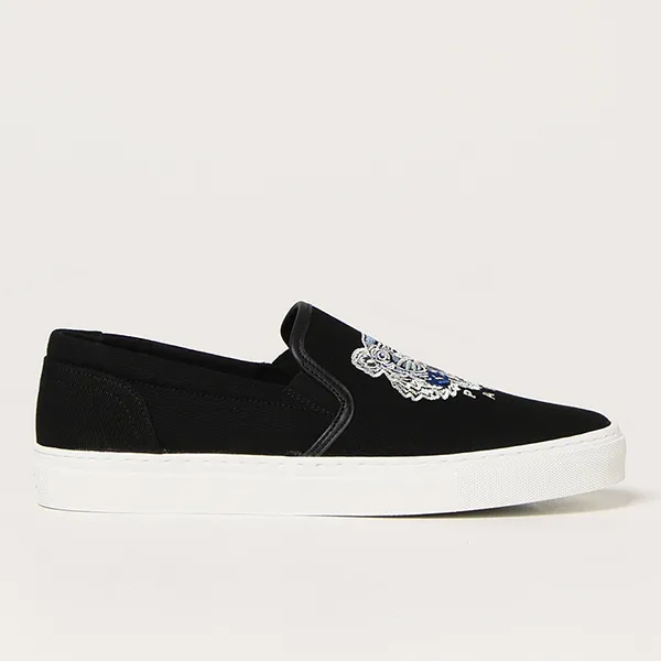 Giày Slip On Kenzo Canvas Sneakers With Tiger Logo FC55SN100F71 Màu Đen