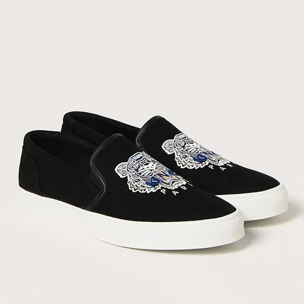 Giày Slip On Kenzo Canvas Sneakers With Tiger Logo FC55SN100F71 Màu Đen