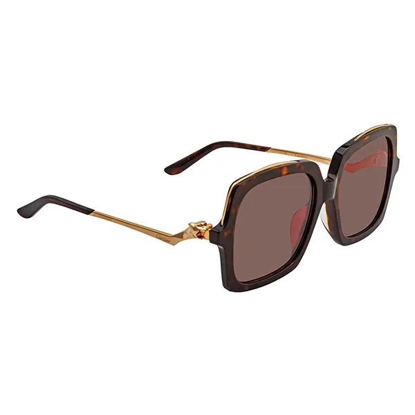 Kính Mát Cartier Brown Square Sunglasses CT0117SA00255 Màu Nâu