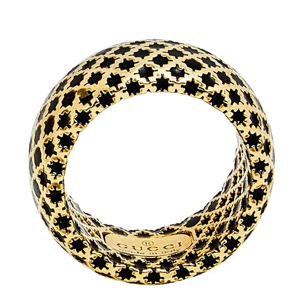 Nhẫn Gucci Diamantissima Black Enamel 18k Yellow Gold Band Ring Màu Đen Vàng - Trang sức - Vua Hàng Hiệu