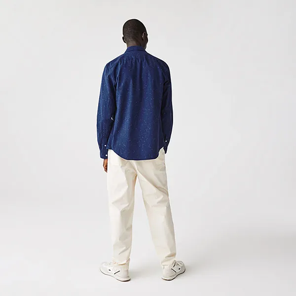 Áo Sơ Mi Lacoste Men’s Slim Fit Cotton Chambray Shirt CH0945 VEC Màu Xanh Navy