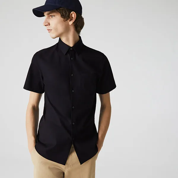 Áo Sơ Mi Lacoste Men’s Regular Fit Piqué Cotton Poplin Shirt CH2741 51 HDE Màu Xanh Đen Size 38 - Thời trang - Vua Hàng Hiệu