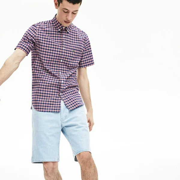 Áo Sơ Mi Lacoste CH6945L-WY Caro Oxford Màu Xanh Đỏ