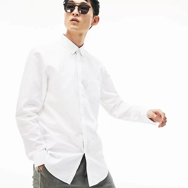 Áo Sơ Mi Lacoste Men's Cotton Shirt Regular Fit From A Fine Peak Màu Trắng Size M - Thời trang - Vua Hàng Hiệu