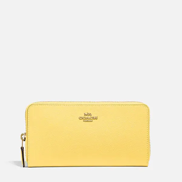 Ví Coach Accordion Zip Wallet In Crossgrain Leather Màu Vàng - Túi xách - Vua Hàng Hiệu