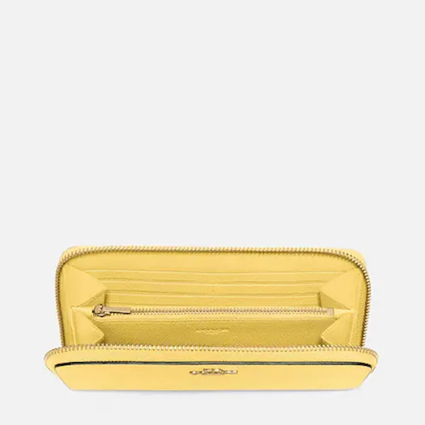 Ví Coach Accordion Zip Wallet In Crossgrain Leather Màu Vàng - Túi xách - Vua Hàng Hiệu