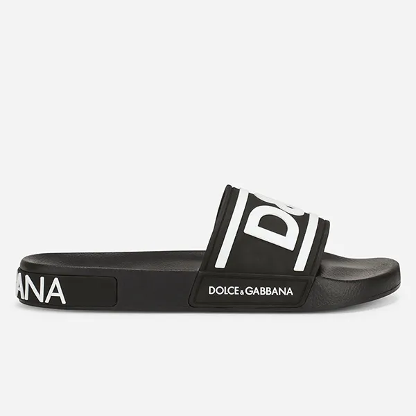 Dép Nam Dolce & Gabbana D&G Rubber Beachwear Slides With DG Logo CS1991 AQ858 Màu Đen Size 40 - Dép - Vua Hàng Hiệu