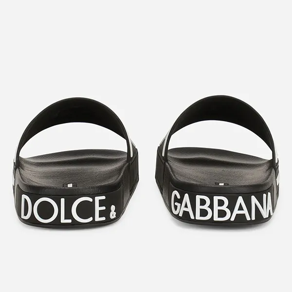 Dép Nam Dolce & Gabbana D&G Rubber Beachwear Slides With DG Logo CS1991 AQ858 Màu Đen Size 40 - Dép - Vua Hàng Hiệu