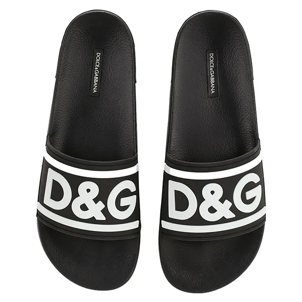 Dép Nam Dolce & Gabbana D&G Rubber Beachwear Slides With DG Logo CS1991 AQ858 Màu Đen Size 40 - Dép - Vua Hàng Hiệu