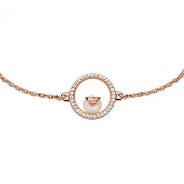Vòng Đeo Tay Emporio Armani Rose Gold Tone Sterling Silver, Crystals, Pearl Màu Vàng Hồng