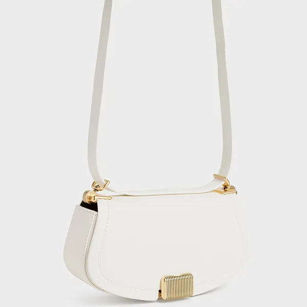 Túi Đeo Vai Nữ Charles & Keith CNK Sonnet Two-Tone Chain Handle Shoulder Bag - White 20270892 Màu Trắng