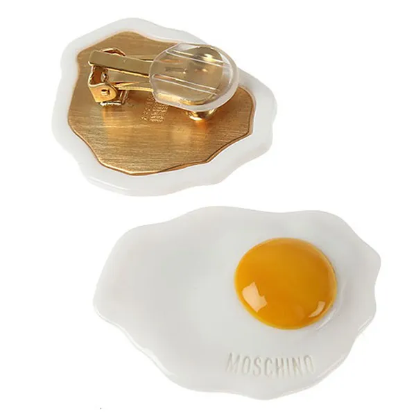 Khuyên Tai Moschino Fried Egg Clip Earrings Màu Trắng Vàng - Trang sức - Vua Hàng Hiệu