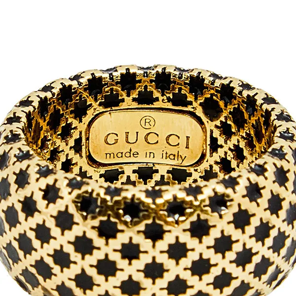 Nhẫn Gucci Diamantissima Black Enamel 18k Yellow Gold Band Ring Màu Đen Vàng - Trang sức - Vua Hàng Hiệu