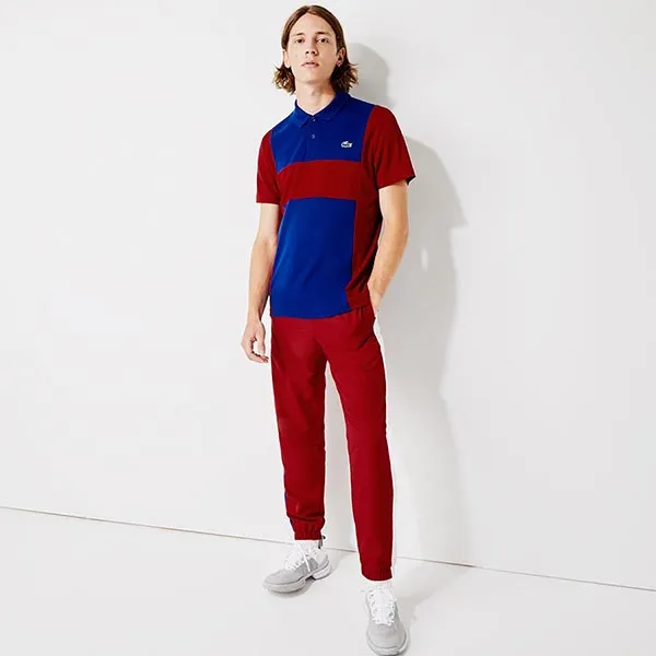 Áo Polo Lacoste Sport Pique Colorblock For Man DH6933 VGM Màu Xanh Đỏ