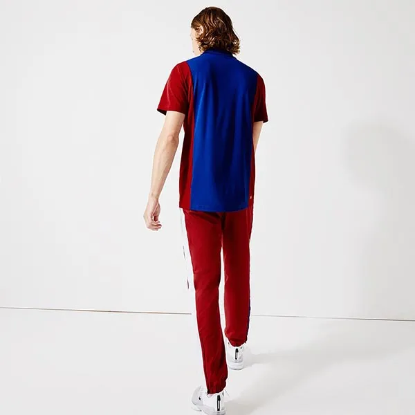 Áo Polo Lacoste Sport Pique Colorblock For Man DH6933 VGM Màu Xanh Đỏ