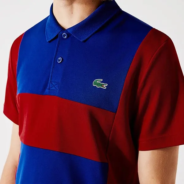 Áo Polo Lacoste Sport Pique Colorblock For Man DH6933 VGM Màu Xanh Đỏ