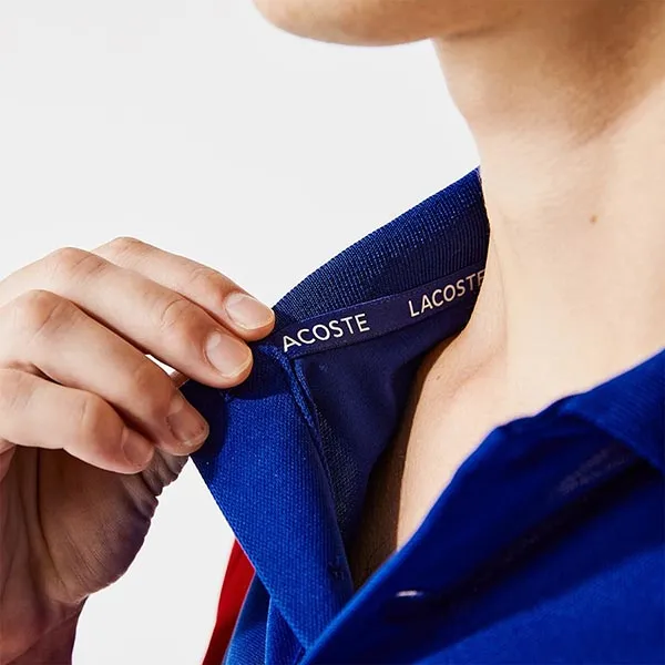 Áo Polo Lacoste Sport Pique Colorblock For Man DH6933 VGM Màu Xanh Đỏ