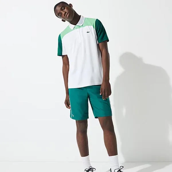 Áo Polo Lacoste Men’s Sport Breathable Colorblock Tennis Polo Shirt DH9653-51 4FN Màu Trắng Xanh