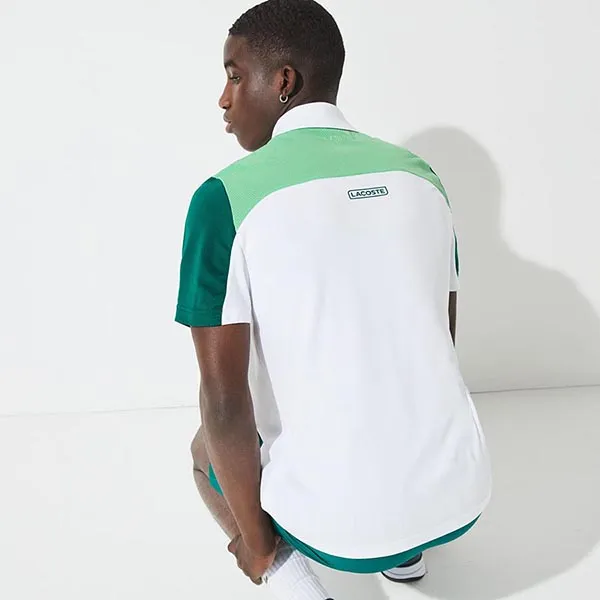 Áo Polo Lacoste Men’s Sport Breathable Colorblock Tennis Polo Shirt DH9653-51 4FN Màu Trắng Xanh