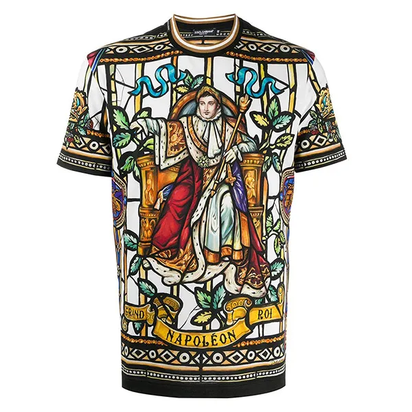 Áo Phông Nam Dolce & Gabbana D&G Men's Black Napoleon Print T-shirt G8KD0T FI7QD In Họa Tiết Phối Màu