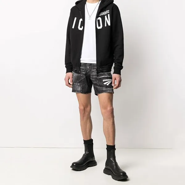 Quần Shorts Dsquared2 Stretch Cotton Shorts With Contrasting Logo Print In Black S74MU0675 Màu Đen - Thời trang - Vua Hàng Hiệu