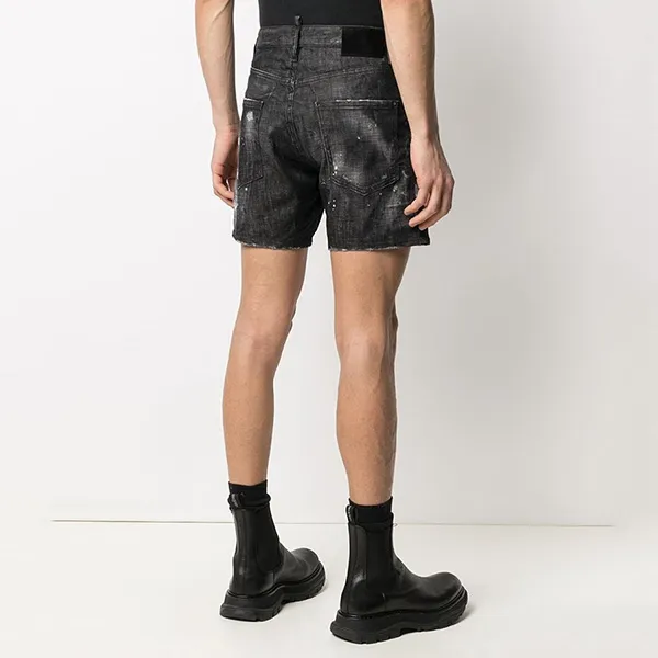 Quần Shorts Dsquared2 Stretch Cotton Shorts With Contrasting Logo Print In Black S74MU0675 Màu Đen - Thời trang - Vua Hàng Hiệu