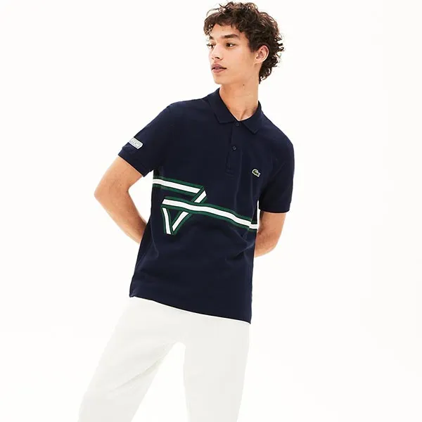 Áo Polo Lacoste Men's Stripe Print PH5094L-166 Shirt Màu Xanh Navy