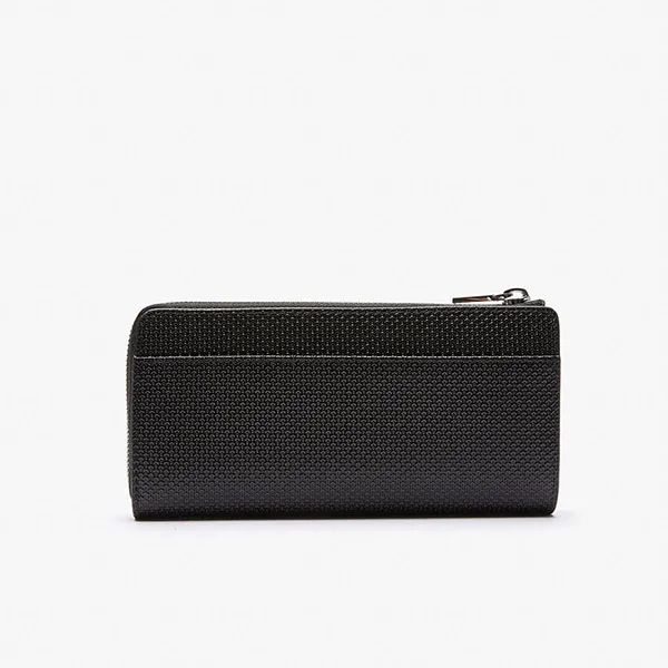 Ví Lacoste Women's Chantaco Zippered Matte Piqué Leather Wallet NF3580KL 000 Màu Đen - Túi xách - Vua Hàng Hiệu