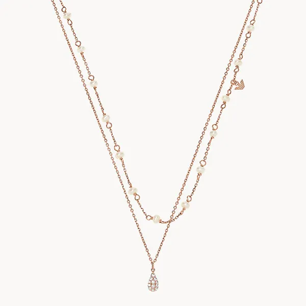 Dây Chuyền Emporio Armani Rose Gold Tone Silver Double-Strand Necklace Màu Vàng Hồng - Trang sức - Vua Hàng Hiệu