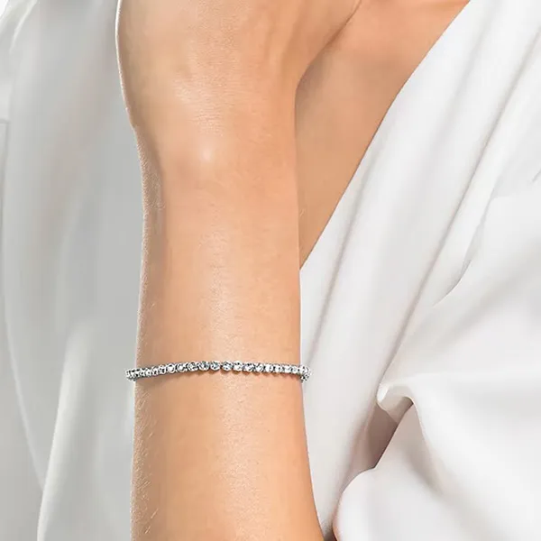 Vòng Đeo Tay Swarovski Tennis Deluxe Bracelet Round, White, Rhodium Plated 1808960 - Trang sức - Vua Hàng Hiệu
