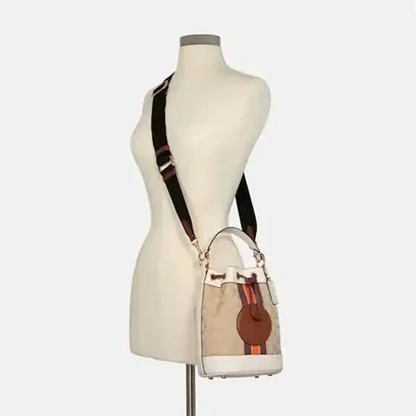Túi Xách Coach Dempsey Bucket Bag In Signature Jacquard With Stripe And Patch Màu Be Trắng - Túi xách - Vua Hàng Hiệu