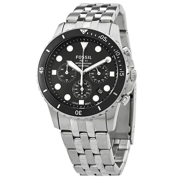 Đồng Hồ Nam Fossil FB-01 Chronograph Quartz Black Dial Men's Watch FS5837 Màu Đen Bạc