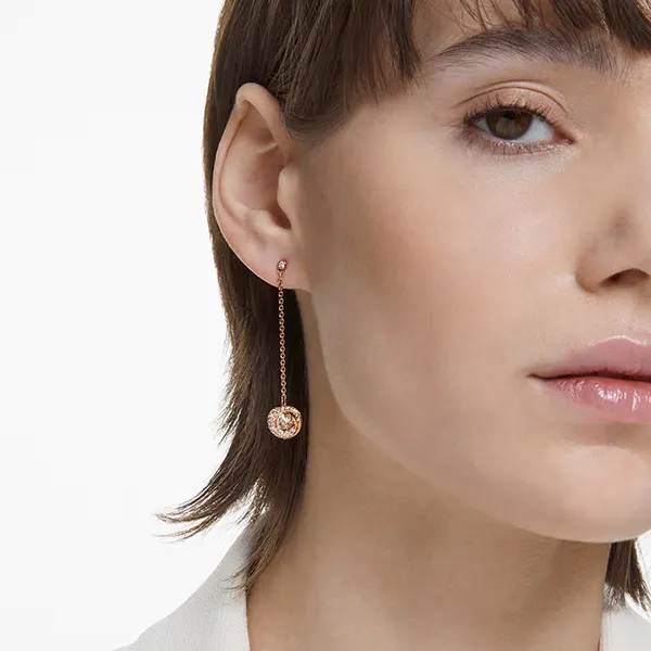 Khuyên Tai Swarovski Generation Drop Earrings Long, White, Rose Gold-Tone Plated Màu Vàng Hồng - Trang sức - Vua Hàng Hiệu