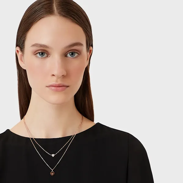 Dây Chuyền Emporio Armani Rose Gold Tone Stainless Steel Chain Necklace Màu Vàng Hồng - 1